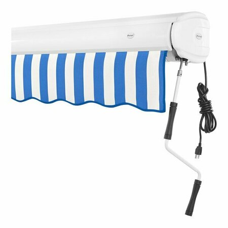 AWNTECH Key West 12' Blue / White Stripe Heavy 237FCR12BBW